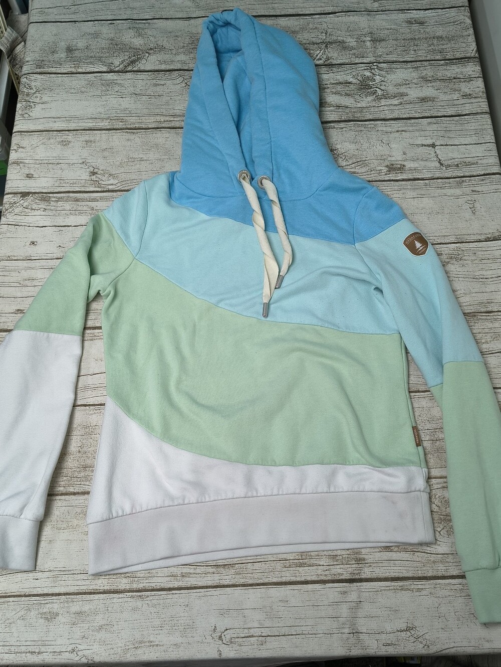 Wanakome Funnel Good Tri Color Hoodie Sweater Women Size Large